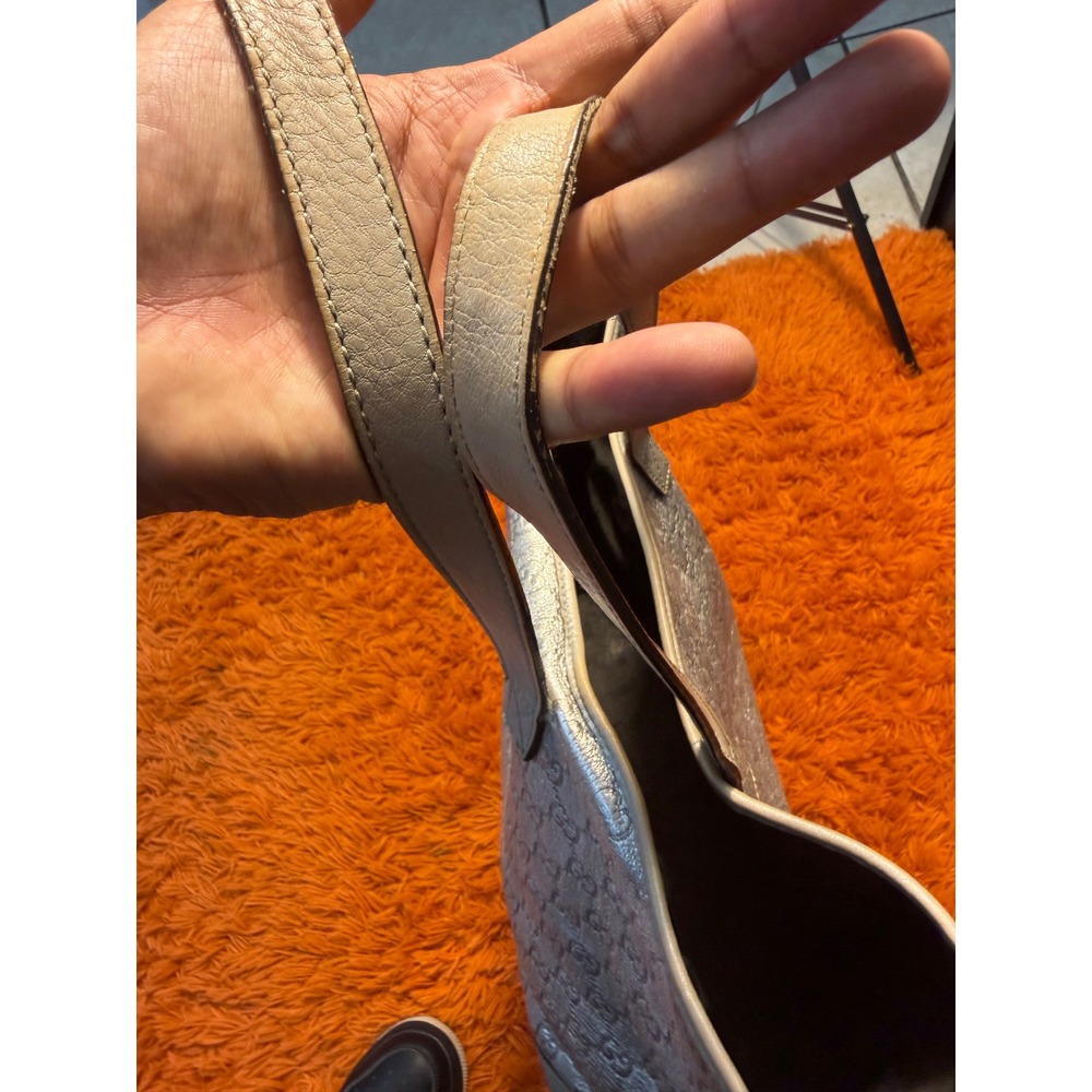 Gucci Joy Tote Metallic Silver Guccissima GG Monogram Leather Shoulder Bag - Picture 8 of 9